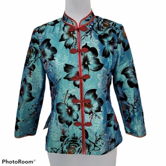 Vintage 60s Beautiful Asian Silk‎ Jacket Velvet - Picture 1 of 8